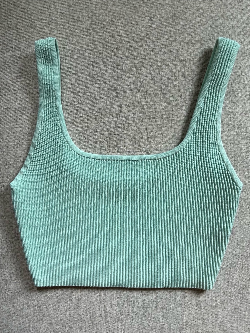 Aritzia Babaton Sculpt Knit Squareneck Cropped Tank in Aqua Blue